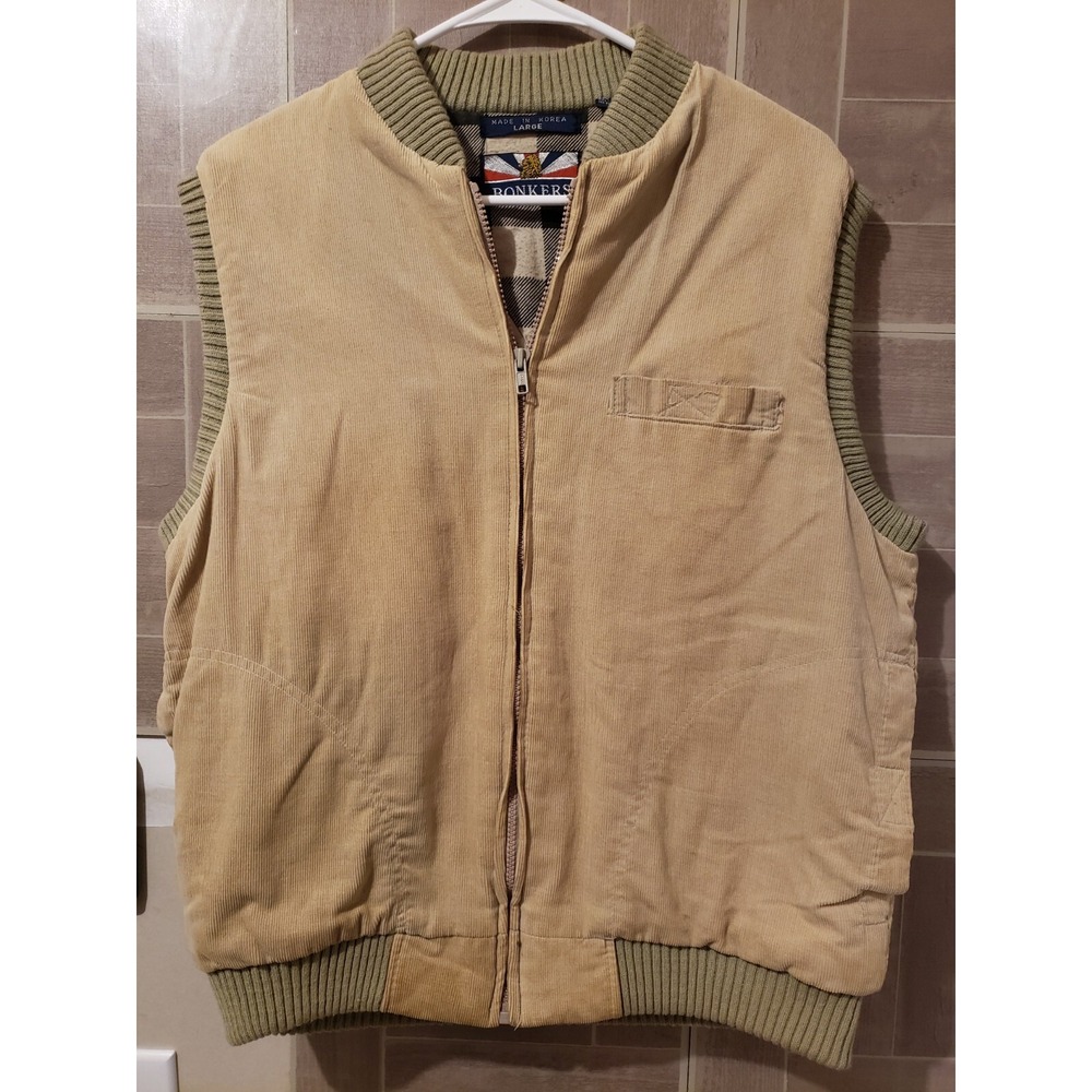 Mens Corduroy Quilted Lined Vest‎ Bonkers Of London Hunting Fishing Hiking Sz L